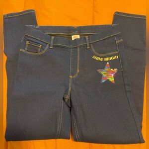 ✔️Girls Shine Bright Star Embroidered Stretch Jeans. Size 10/12